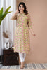 Yellow Color Cotton Floral Printed Kurti