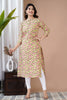 Yellow Color Cotton Floral Printed Kurti