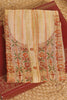 Beige Color Chanderi Cotton Neck Embroidered Unstitched Suit Material