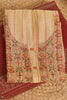 Beige Color Chanderi Cotton Neck Embroidered Unstitched Suit Material