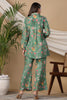 Green Colour Cotton Printed Co-Ord Set