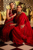 Red Crepe Floral Woven And Embroidered Saree