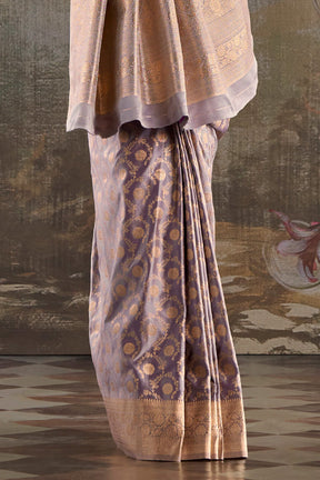 Light Mauve Banarasi Katan Silk Woven Saree