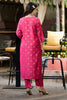 Fuchsia Pink Color Printed & Neck Embroidered Muslin Suit