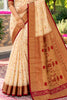 Cream Silk Ikkat Woven Border Saree
