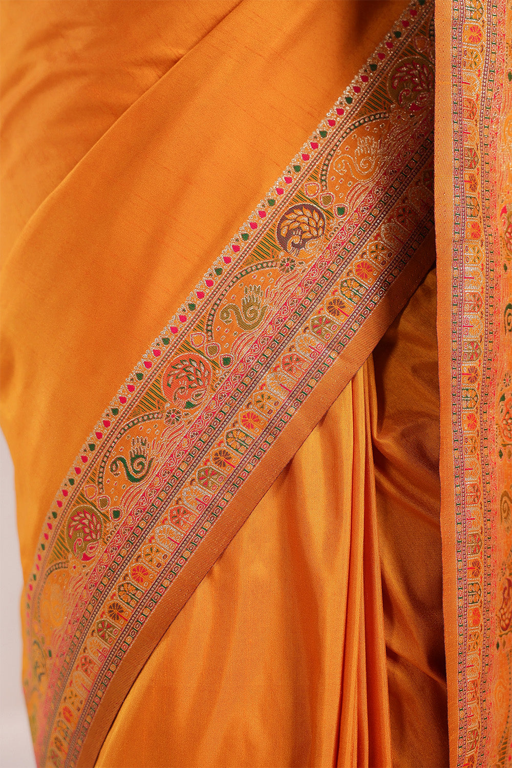 Mustard Soft Silk Kalamkari Woven Saree