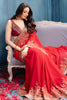 Rubi Red Pure Georgette Sequins Floral Embroidered Saree