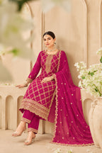 RanI Crepe Silk Zari Woven And Embroidered Unstiched Suit Material