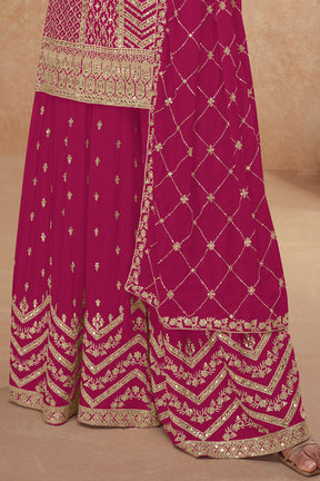 Crepe Silk Zari & Sequins Embroidered Suit With Embroidered Sharara