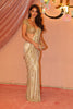 Fawn Color Sequins Embroidered Georgette Saree