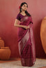 Wine Soft Silk Woven Saree