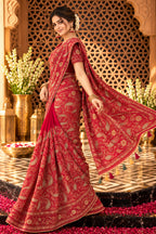 Rani Resham And Swaroski Embroidered Georgette Saree