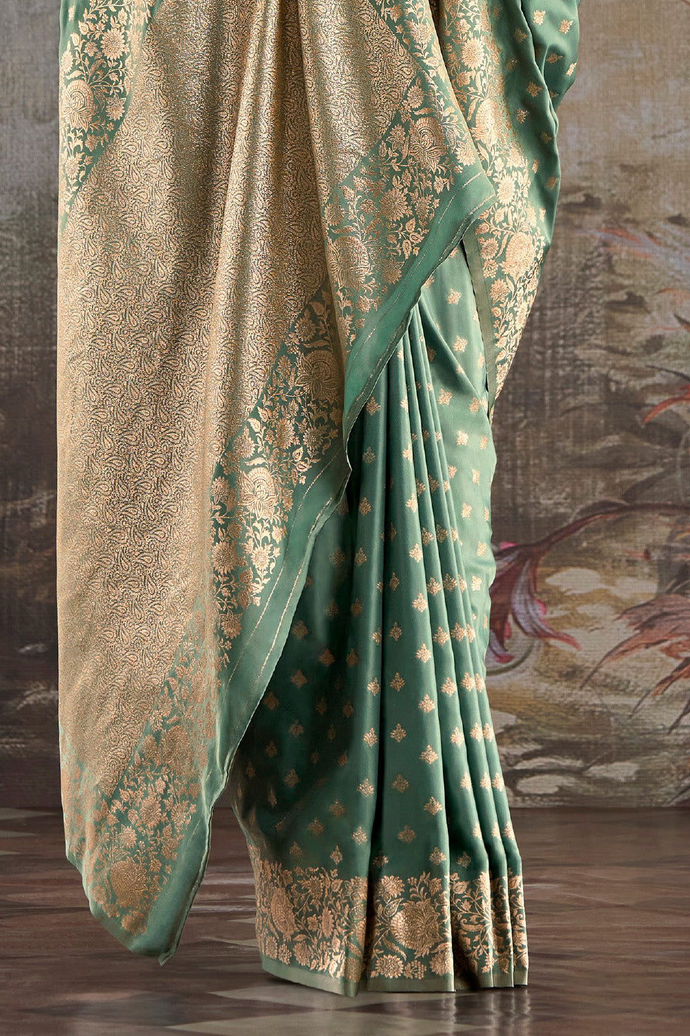 Sea Green Soft Silk Zari Woven Saree