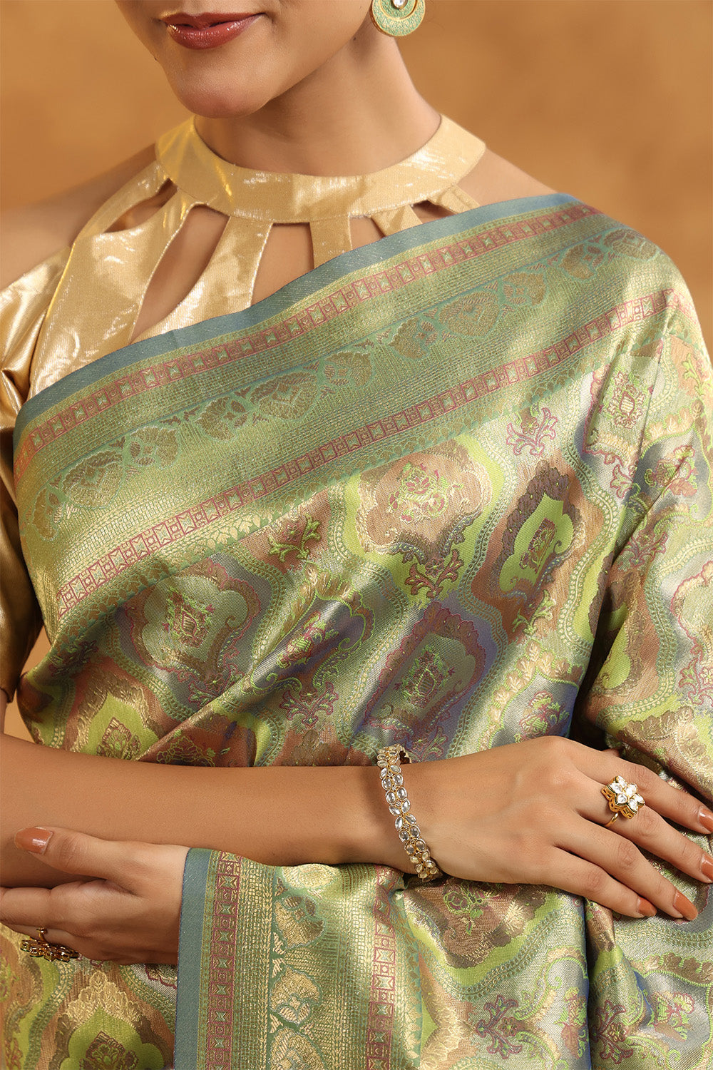 Sage Green Woven Silk Saree