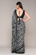 Black & White Color Crepe Printed Saree
