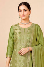 Green Silk Woven Unstitched Suit Fabric