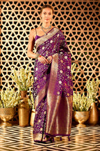 Purple Banarasi Katan Silk Saree