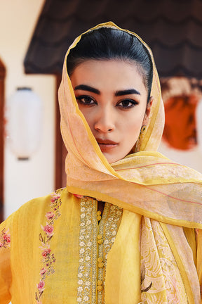Mustard Color Crepe Silk Printed Unstitched Suit Material
