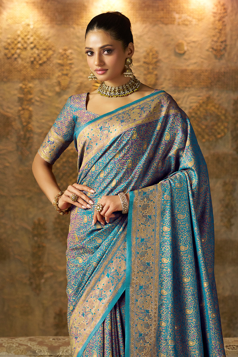 Blue Minakari Woven Silk Saree