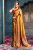 Mustard Position Print Woven Silk Saree