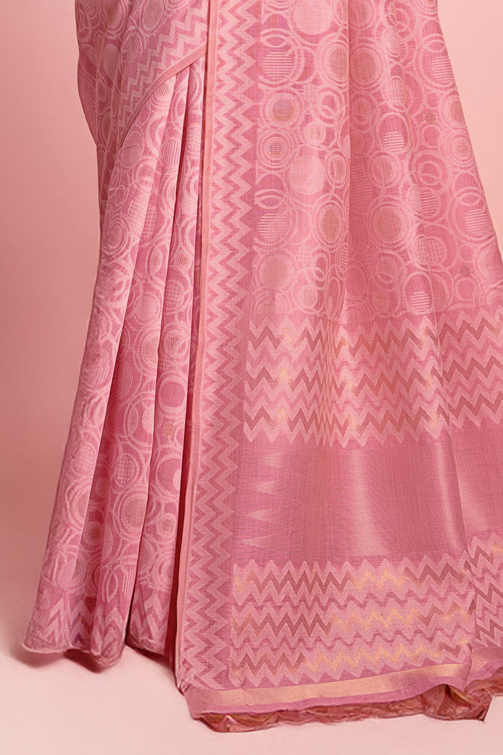Pink Colour Resham Woven Cotton Saree