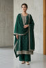 Bottle Green Crepe Silk Zari and Sequins Embroidered Anarkali Suit