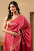 Rani Color Zari Woven Soft Silk Saree