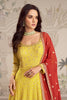 Yellow Georgette Zari and Sequins Embroidered Anarkali Suit