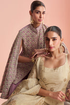 Dusty Pink Crepe Silk Embroidered Dress With Embroidered Palazzo