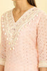 Pink Cotton Hacoba Style Neck-Embroidered Kurta Set