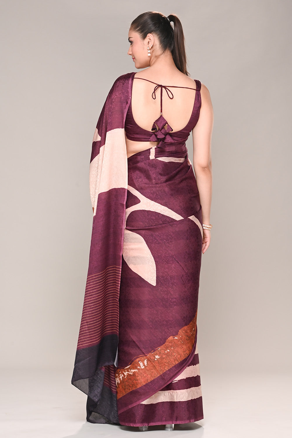 Dark Scarlet Color Jacquard Silk Lasa Printed Saree