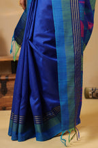 Blue Organza Woven Saree