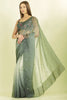 Ombre Sage Green Organza Saree With Mirror Work