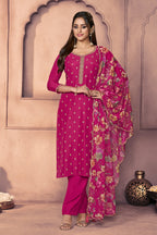 Cherry Red Embroidered Suit Set