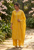 Mustard Muslin Printed Straight Suit