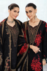 Black Crepe Silk Floral Printed Unstitched Suit Material