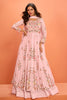 Baby Pink Crepe Silk Embroidered Anarkali Suit With Skirt