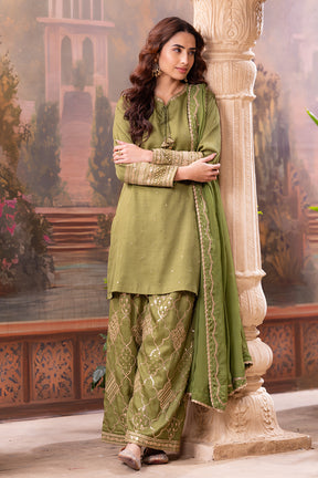 Green Embroidered Suits With Embroidered Pallazo
