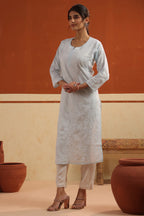 Light Blue Resham Embroidered Kurta