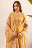 Mustard Chanderi Silk Printed Straight Suit