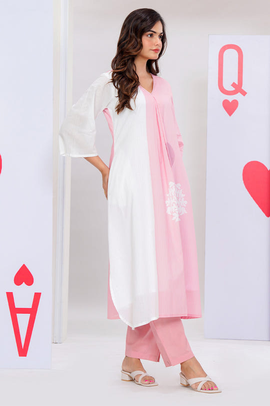 Pink Cotton Printed Kurta Set