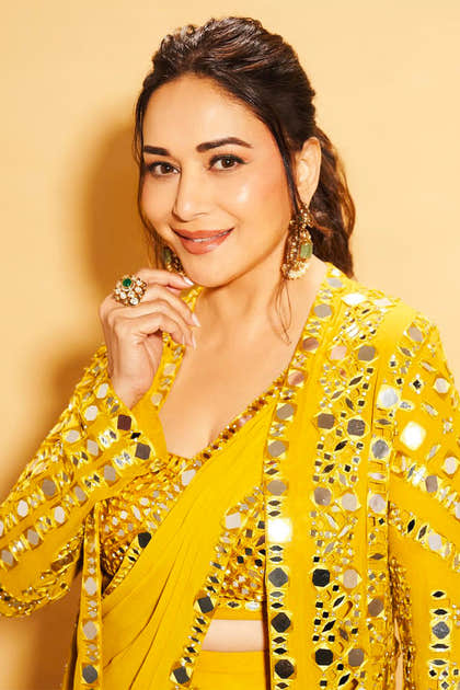 Mustard Color Georgette Mirror Embroidered Saree With Shrug