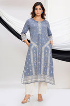 Grey Cotton Printed Suit Set