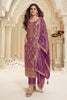 Magenta Zari Floral Woven Silk Suit Set