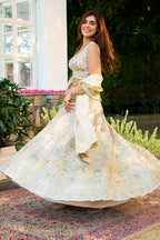 Cream SIlk Embroidered Lehanga
