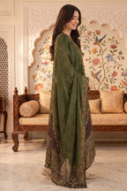 Green Crepe Silk Printed and Pitta Handwork Suit