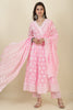 Pink Cotton Resham Embroidered and Lace Work Anarkali Suit