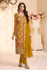 Mustard Chinone Silk Floral Printed And Embroidered Unstitched Suit Fabric
