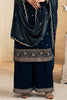 Navy Velvet Zari and Sequins Embroidered Unstitched Suit Fabric
