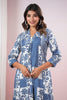 Blue & Cream Color Cotton Printed Long Kurta Set